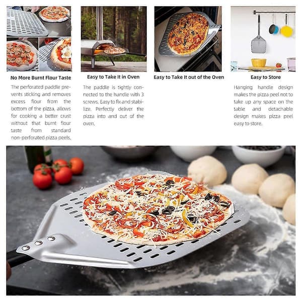 12 tommers stor pizzaspade med perforert blad