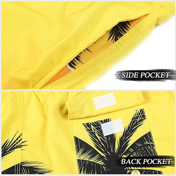 Badbyxor för män, strandshorts, snabbfintorkande badkläder, semestershorts (storlek: L)