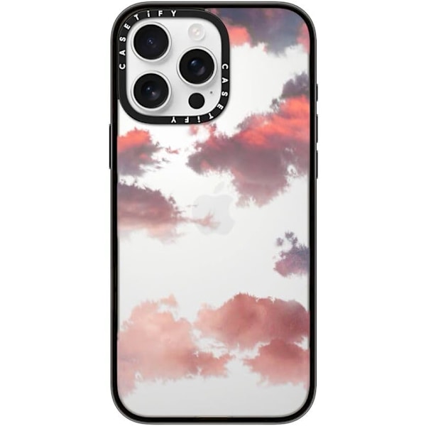 Kompakt iPhone 16 Pro Max Deksel [Lettvekt / 1,2 m 2X Militær Grad Fallbeskyttelse/Slank] - Kirsebær - Klar Svart Clouds (Red) iPhone 16 Pro Max