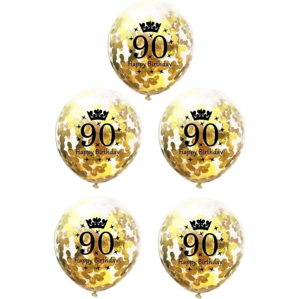 Nummerballonger 90 guld - 90-årsdekorationer Ballonger 12 tum, ballonger Nummer 90-ballonger Guldballonger Födelsedagsfestdekorationer