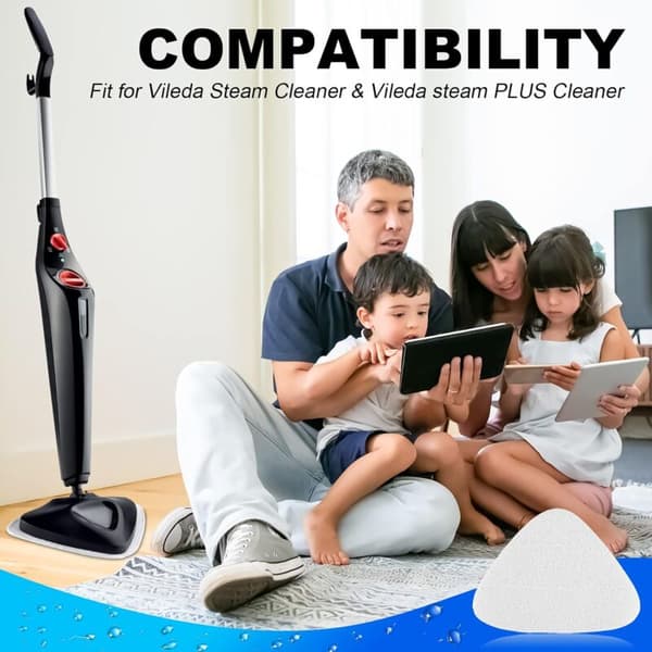 8-pak refill til Vileda dampmoppe, mikrofiber moppeovertræk kompatibelt med Vileda Steam og Vileda Steam Plus damprenser -FA6-