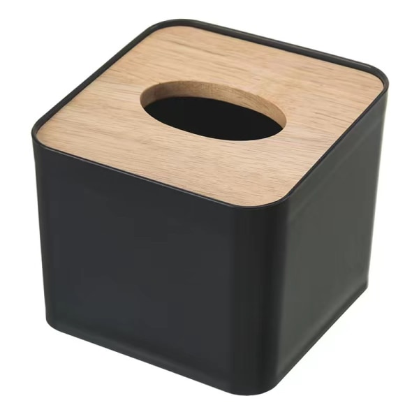 Tissue Box-Lagtagbart cover Plast Tissue Box Hållare Organizer för hembil & kontor (svart)