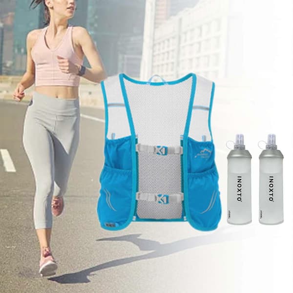 Hydration Rygsæk Løbevest til Kvinder og Mænd til Løb, Jogging, Cykling Blue L