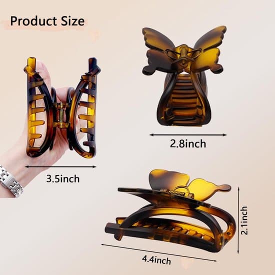 Hårklyper - 4 stk - Sommerfuglhårklyper - Hårklyper - Innovative hårklyper - Hårklyper for kvinner - 11,2 cm - Matte sklisikre hårklyper