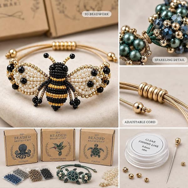 DIY Bead Bracelet Kit, Beginner-Friendly Beaded Animal Bracelet Kit, Three-Dimensional Beaded Jewelry Making Kit