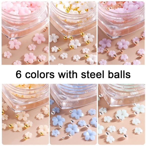 6 st Nail Art Ljusförändring Fem Kronblad Blomdekoration - 6 Flaskor Setmake up