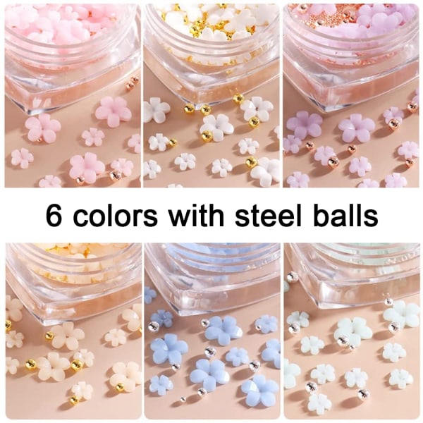 6st Nail Art Light Change Five Petal Flower Ornament-6 Bottle Setmake up