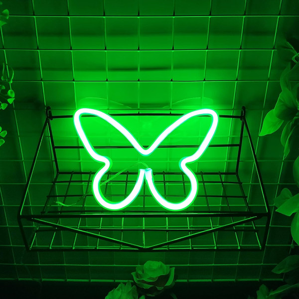 USB eller 3-AA batteridrevne neon LED-lys for borddekorasjon, jenters soverom, veggdekor, barnebursdag, bryllupsfestutstyr (grønn)