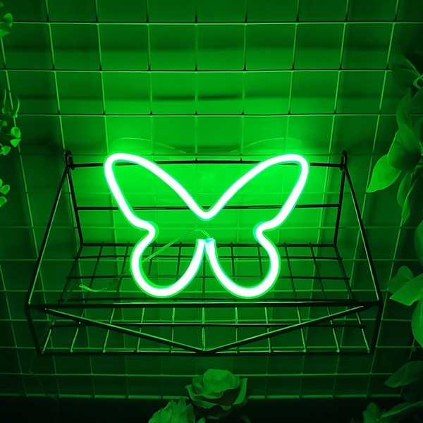 USB eller 3-AA batteridrevne neon LED-lys til borddekoration, pigers soveværelse, vægdekoration, børnefødselsdag, bryllupsfestartikler (grøn)