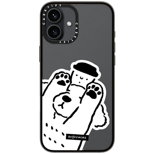 Kompakt iPhone 16 Pro Max Deksel [Lettvekt / 1,2 m 2X Militær Grad Fallbeskyttelse/Slank] - Kirsebær - Klar Svart Dog Loves Coffee iPhone 16 Plus