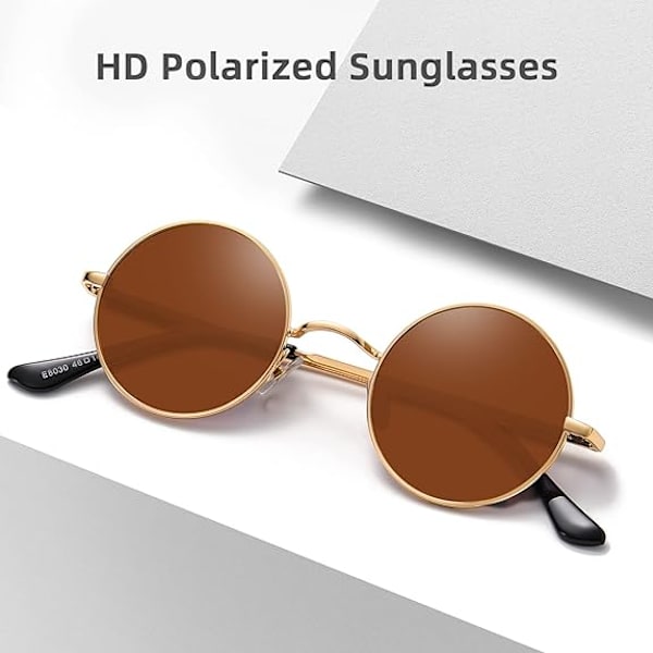 Pienet pyöreät aurinkolasit polarisoidut miehille ja naisille Retro Vintage Circle Hippie aurinkolasit UV400