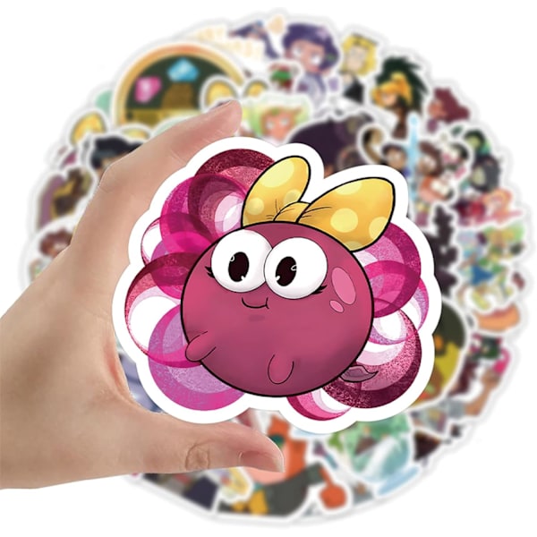 50 kpl Amphibia-tarroja Vedenpitävät vinyyli Kawaii-tarrat lapsille, teini-ikäisille ja aikuisille Rullalauta Tietokone Kannettava kitara (Amphibia)
