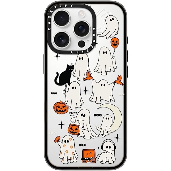 Kompakt iPhone 16 Pro Max Deksel [Lettvekt / 1,2 m 2X Militær Grad Fallbeskyttelse/Slank] - Kirsebær - Klar Svart Boo Things iPhone 16 Pro
