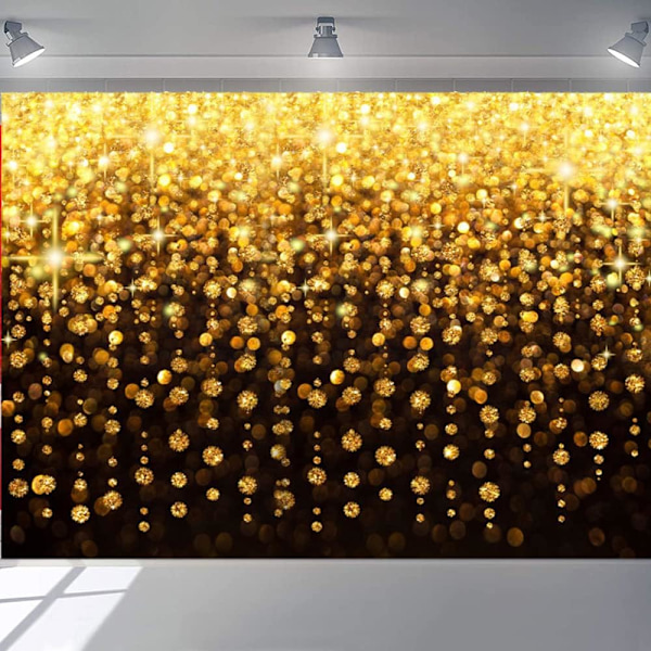 7x5ft Guld Glitter Baggrund Sort Guld Abstrakt Sparkle Bokeh Sequin Fotografi Baggrund til Bryllup Brudebad Graduering Prom Dekoration