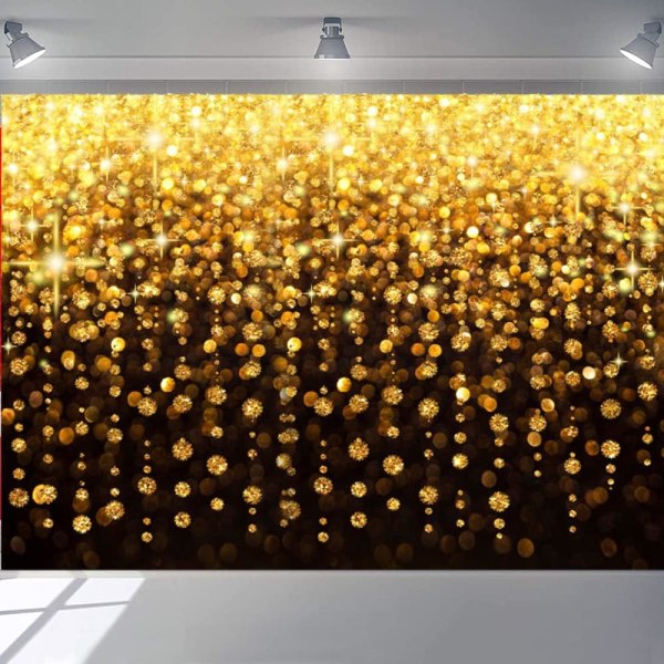 7x5ft Guld Glitter Bakgrund Svart Guld Abstrakt Sparkle Bokeh Paljett Fotografi Bakgrund för Bröllop Brud Dusch Graduation Prom Dekoration