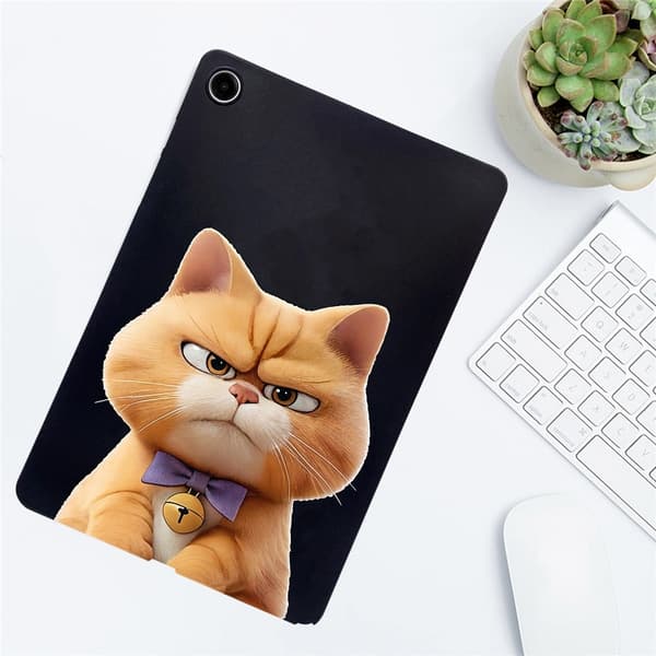 For Samsung Galaxy Tab A11+ Case Pattern Print Slim TPU Protective Shell Cat Svart black