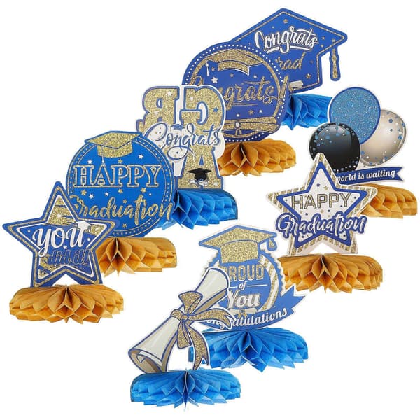 Konfirmasjon Honeycomb Borddekorasjoner for dekorasjon 9 stk papir blått sett