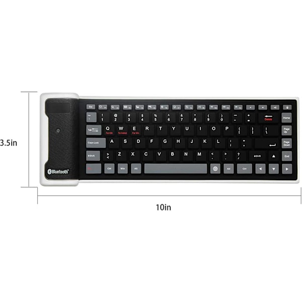 Foldbar bærbar lydløs klik silikone vandtæt rullegardin tastatur slankt genopladeligt lille-sort