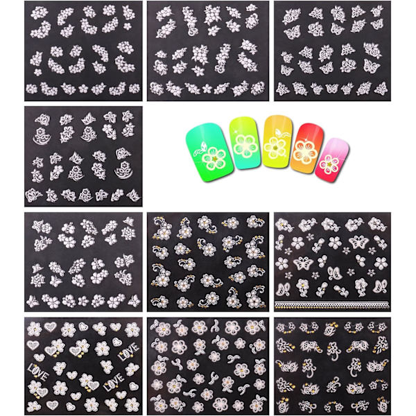 Neglekunst DIY Dekorative Stickers - 30 Guld + 30 Sort og Hvide FarverSkønhed og Sundhed