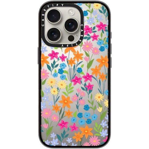 Kompakt iPhone 16 Pro Max Deksel [Lettvekt / 1,2 m 2X Militær Grad Fallbeskyttelse/Slank] - Kirsebær - Klar Svart Bright Spring Flowers iPhone 16 Pro