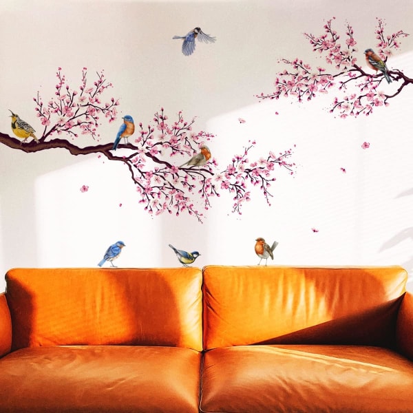 Körsbärsblommor väggdekor, rosa väggdekor, persika blomma väggdekor, träd klistermärken för vägg, Träd gren dekor väggdekoration