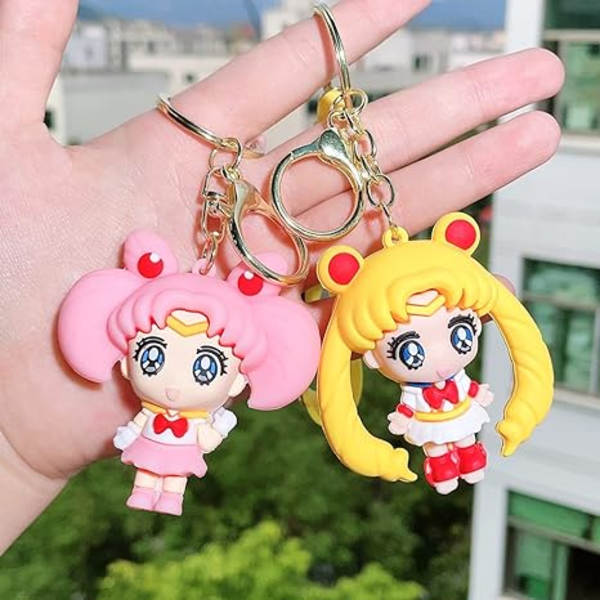 Anime Nyckelring - Mini Figur Gummi Seriefigur Nyckelring Ryggsäck Kay Smycken Tillbehör Presenter för Kvinnor-Sailor Moon