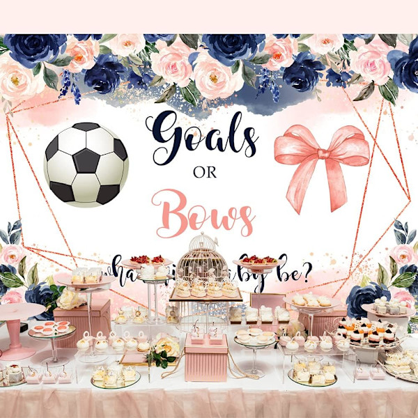 Fotbolls-könsavslöjande mål eller rosetter Baby Shower Bakgrund Blommor  Blommig fotbollsavslöjande bakgrund Festdekorationer Tillbehör Banner 7x5ft