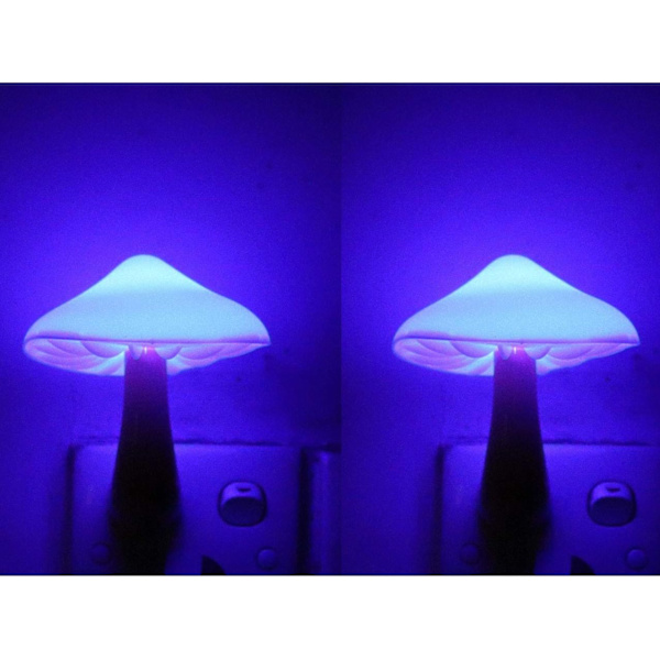 Set med 2 sensor LED nattljus Plug-in magisk svamp nattljus söt vuxen nattljus sovrum, badrum, toalett, hall, trappa, kök blå