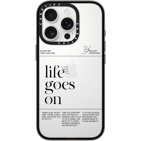 Kompakt iPhone 16 Pro Max Deksel [Lettvekt / 1,2 m 2X Militær Grad Fallbeskyttelse/Slank] - Kirsebær - Klar Svart Life Goes on iPhone 16 Pro