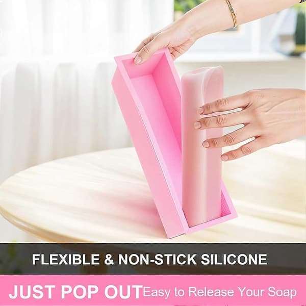 4 st rektangulära tvålformar med skärare - 42oz flexibel silikonform för tvål med trälåda