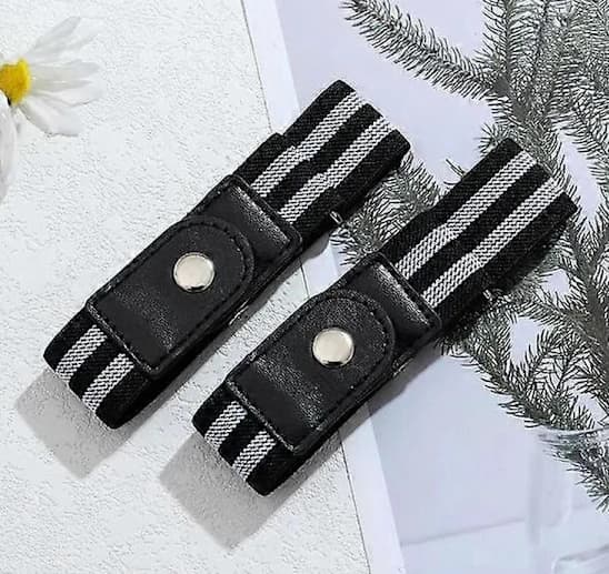 2 stk/sæt elastisk bælte uden spænde til kvinder mænd unisex strækbælte til bukser jeans afslappet spændefrit justerbart usynligt bælte