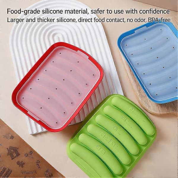 Silikonpølseform DIY Hjemmelaget Babymat Dampbaking Blue