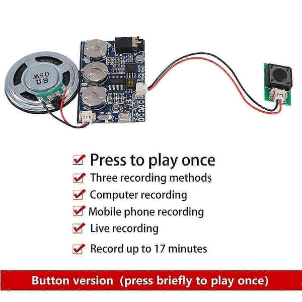 17 minutter lyd stemme lyd musikk opptakerkort chip programmerbar musikkmodul for gratulasjonskort