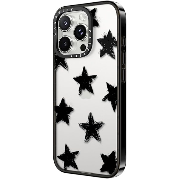 Kompakt iPhone 16 Pro Max Deksel [Lettvekt / 1,2 m 2X Militær Grad Fallbeskyttelse/Slank] - Kirsebær - Klar Svart Star Marks iPhone 16 Pro Max