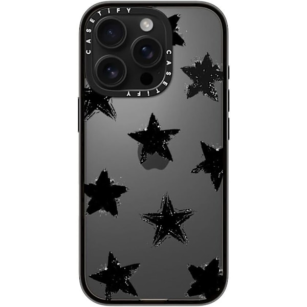 Kompakt iPhone 16 Pro Max Deksel [Lettvekt / 1,2 m 2X Militær Grad Fallbeskyttelse/Slank] - Kirsebær - Klar Svart Star Marks iPhone 16 Pro