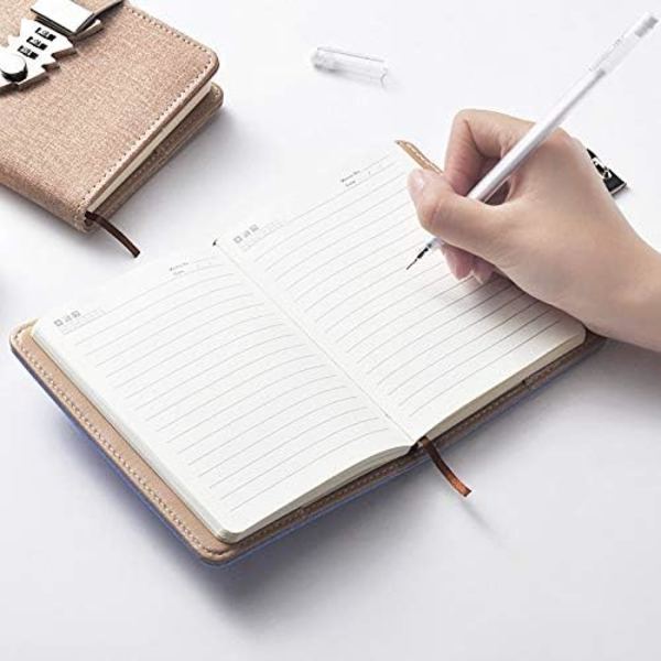 Låsbar dagbog med lås, genopfyldelig skrive notesbog med kombinationslås, lommebog kodeord notesblok med penneholder（Beige）