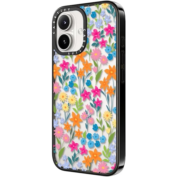Kompakt iPhone 16 Pro Max Deksel [Lettvekt / 1,2 m 2X Militær Grad Fallbeskyttelse/Slank] - Kirsebær - Klar Svart Bright Spring Flowers iPhone 16 Plus