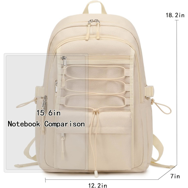 Resväska för bärbar dator med helgresor, unisex, 15,6 tum, söt, lätt, hög kapacitet, present (off-white)