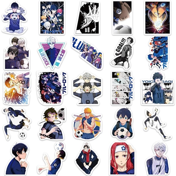 50 kpl Blue Lock Anime -tarroja tietokoneelle, vedenpitävät vinyylitarrat teini-ikäisille lapsille kannettavaan tietokoneeseen, skeittilautaan, autoon, vesipulloihin, polkupyörään, matkatavaroihin, moottoripyörään