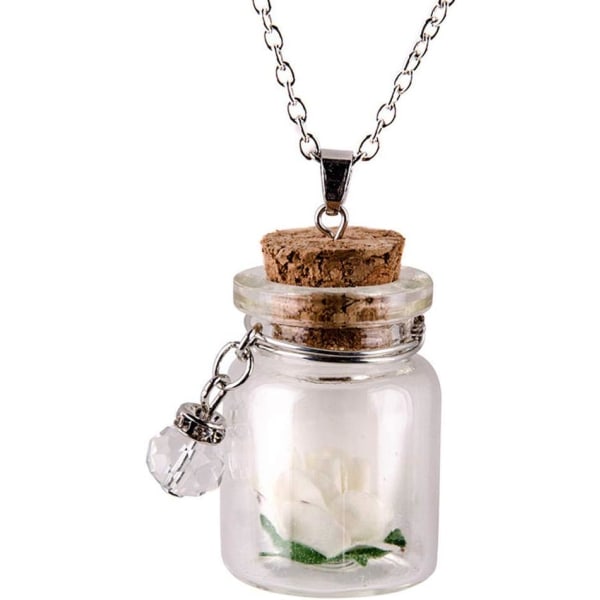 Pendant Choker Y-Necklaces Vial in Glow Tiny Bottle Glass Necklace Chain Flower Wishing The Dark Pendant Other Chain Jewelryand Girls (White, )