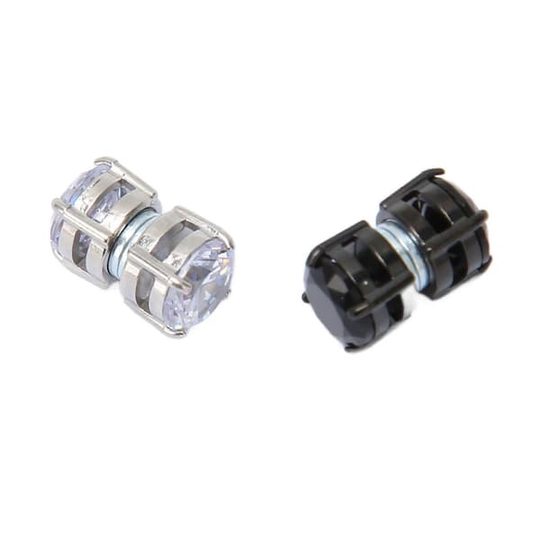 10 par magnetiske øreringe studs sæt rustfrit stål zirconia uperforeret indretning 8mm