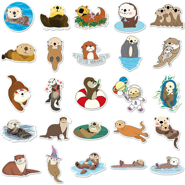 Dyr Otter Stickers - 50 stk. Tegnefilm Vandafvisende Dekaler DIY til Festtilbehør PVC Dekoration til Laptop Guitar Gave til Teenagere Familier Venner