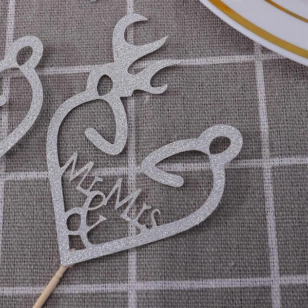 Tårtval Silver Glitter Papper Tårttoppar för Dekoration 16 st