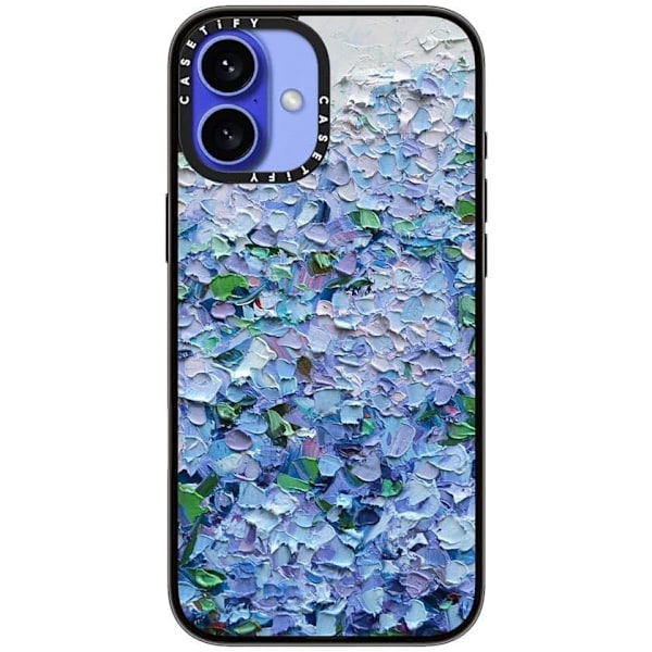Kompakt iPhone 16 Pro Max Deksel [Lettvekt / 1,2 m 2X Militær Grad Fallbeskyttelse/Slank] - Kirsebær - Klar Svart Nantucket Blue Hydrangeas iPhone 16 Plus