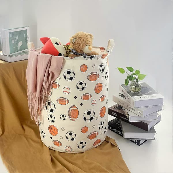 Large Storage Baskets Foldable Nursery Toy Box Storage Bin Canvas Fabric Gift Baskets Collapsible Laundry Hamper Waterproof Clothes Organizer Ball