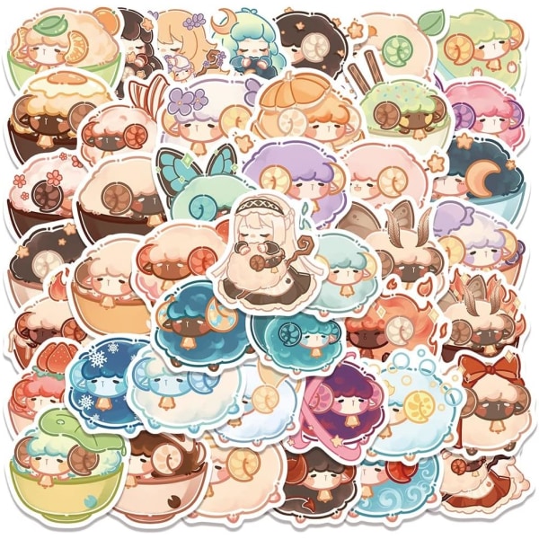 50 stk. Kawaii lammesticker, æstetiske, søde, magiske dyrelegetøj, klistermærker, DIY-scrapbog, telefon, køleskab, bærbar computer, kuffert, vandflasker, bærbar computer, skateboard