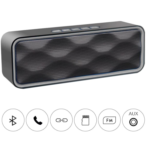 Bærbar Bluetooth-høyttaler, TWS Bluetooth 5.0 Trådløs høyttaler med 3D Stereo Hi-Fi Bass, Innebygd 1500 mAh Batteri-sølvgrå