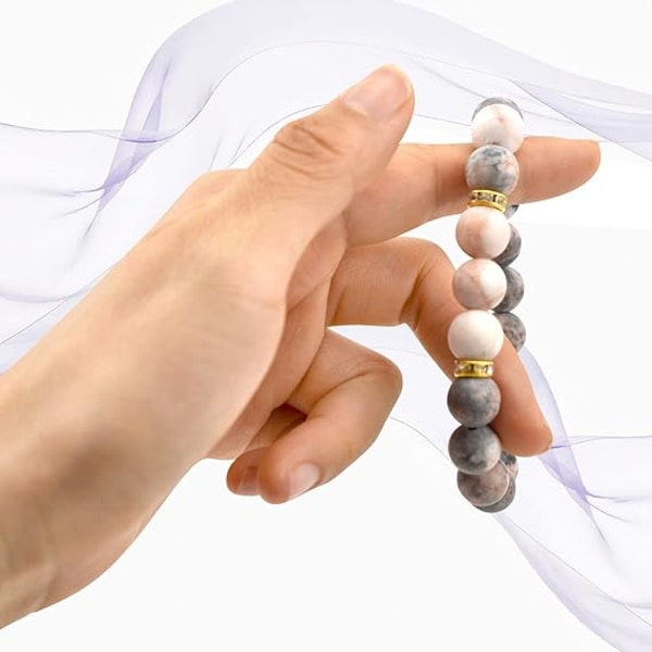 Läkande armband för kvinnor, ångest Kristallarmband Rosenkvartskristaller och läkande stenar Lugnande Strand Stretch Stress relief för kvinnor