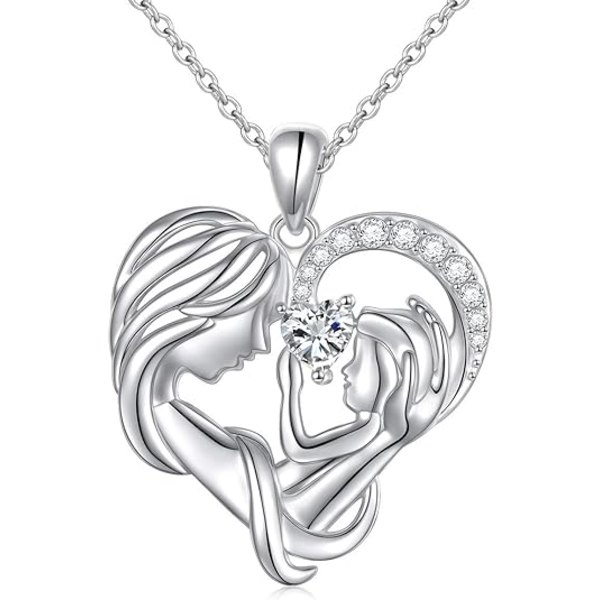 Halsband i sterlingsilver till mamma, halsband med mamma och barn, evig kärlek, present till mors dag