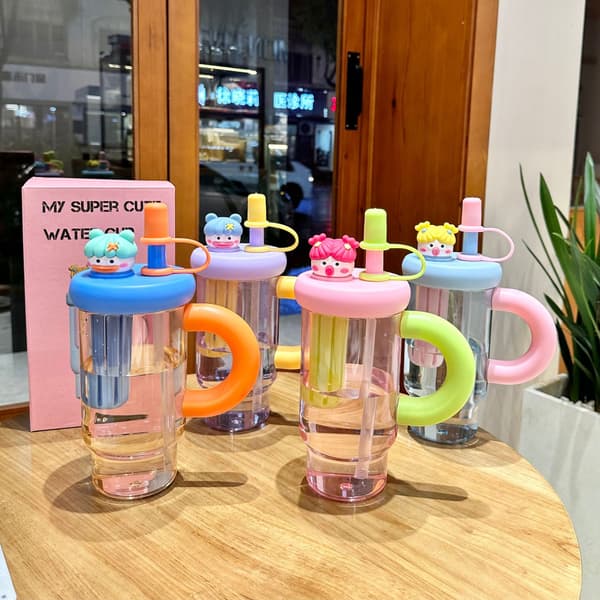 900 ml Straw Cup, Large Capacity Water Bottle for Summer, High Temperature Resistant and Stylish Plastic Cup